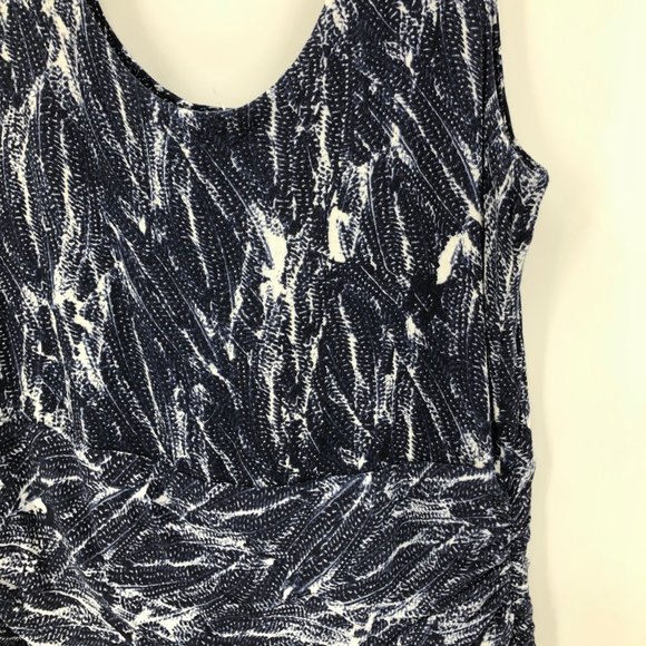 NWT 3 Dots navy white print knit dress - Picture 2 of 5